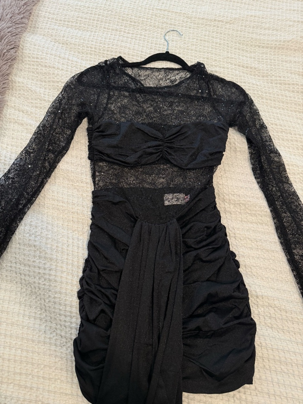 Hello Molly Stylish Like That Lace Long Sleeve Mini Dress Black - Picture 4 of 5